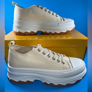 New Taxi Platform Canvas Sneakers - Beige